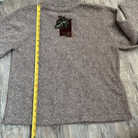 Draper's and Damon's Sweater Vintage Fall Women's M Brown Patchwork Leaves - Picture 8 of 9